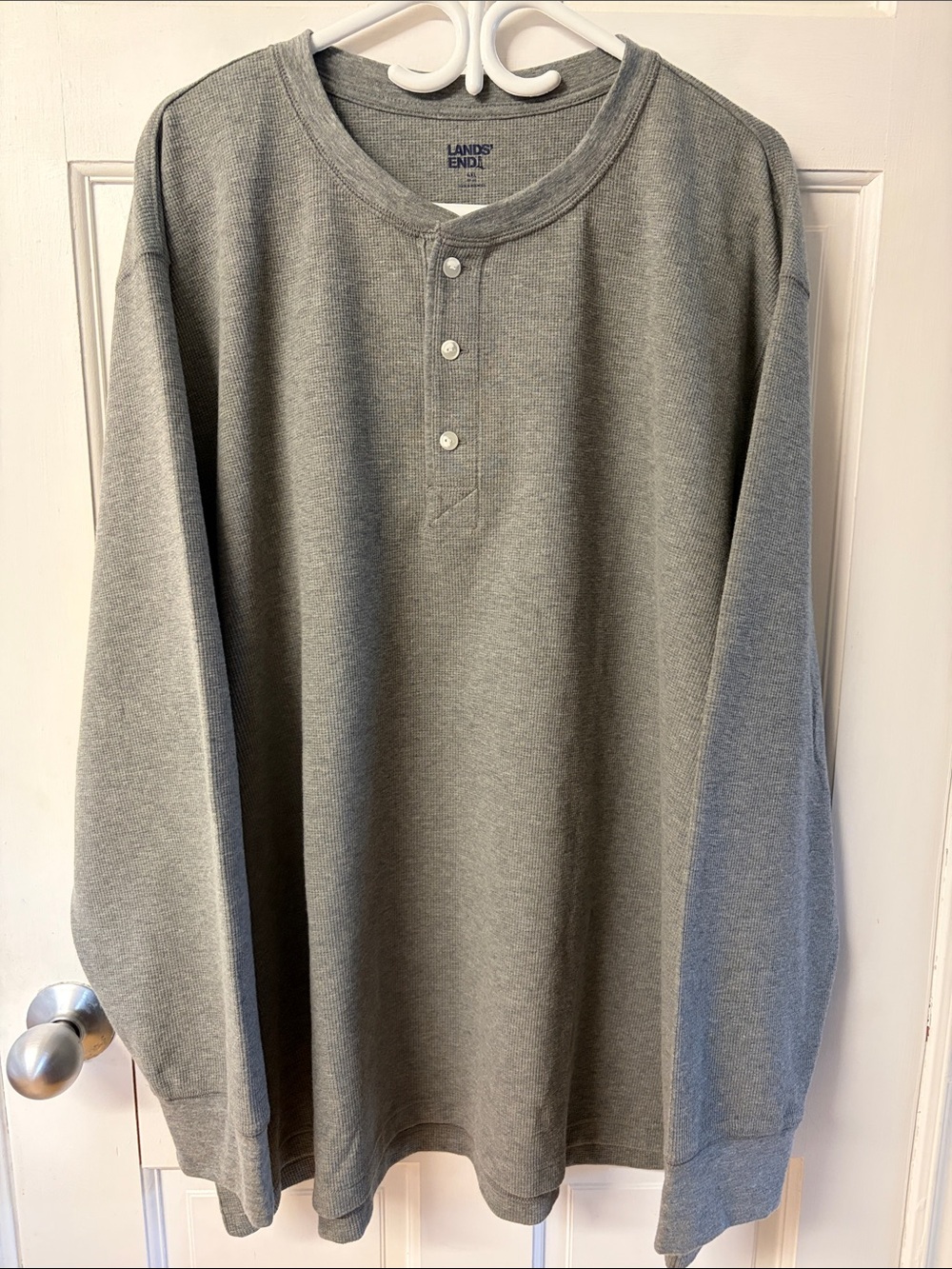 Lands’ End grey waffle henley shirt men’s size 4XL